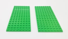 2 x LEGO 8x16 BRIGHT GREEN Plate Baseplate Base - 8x16 STUDS (PINS) - Brand New