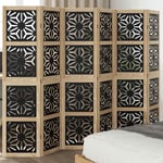 Room Divider 6 Panels Privacy Screen Brown & Black Solid Wood Paulownia vidaXL
