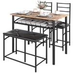 4 st. Matsalsset, matbord med 2 stolar, bänk, platsbesparande matsalsgrupp, matbordsset för små utrymmen, kök, matsal, brun