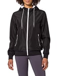 Build Your Brand Women's Jacke Ladies Recycled Windrunner Jacket, Black/White, L