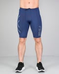 2XU Compression Shorts Mens Navy/Silver logo - XS