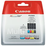 Genuine Canon CLI-551 BK/C/M/Y 4 Colour Ink Cartridge Multipack For PIXMA iP7250