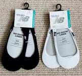 4 Pairs NEW BALANCE Breathable Black / White Trainer LINERS SOCKS 4-9 37-42 draw