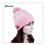 Knit Cap BT headphones Snow Pattern, pink