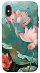 Coque pour iPhone X/XS Style de peinture à l'huile de fleurs de lotus Art Design