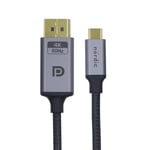 NÖRDIC 2M USBC til DisplayPort Cable UHD 4K 60Hz DP 1.2 216Gbps HDCP Alt-modus over USB C aluminium Kontakt informasjon Grå