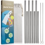 Stainless Steel Reusable Straws Drinking: Metal Straws Reusable 8 Set with Straw Cleaner Brush in 2 sizes and Case - Straws Reusable, Dishwasher Safe - Eco Friendly Stainless Steel Straws by LIVAIA