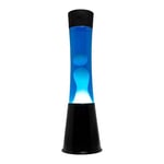fisura. - Lampe à lave blanche et bleue des années 70. Base noire, liquide bleu et lave blanche. Lampe d'ambiance originale. Avec ampoule de rechange.11 cm x 11cm x 39,5 cm.