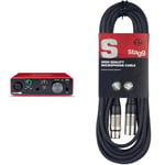 Focusrite Scarlett Solo 3rd Gen USB Audio Interface, for the Guitarist, Vocalist, Podcaster or Producer, Studio Quality Sound, Red & Stagg SMC6 6 metre standard microphone cable