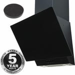 SIA EAG61BL 60cm Black Angled Chimney Cooker Hood Extractor Fan And Filter