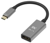 USB-C til Displayport 1.4 adapter kabel - 8K/60Hz - Grå