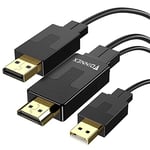 Câble HDMI vers DisplayPort, 2M Cable HDMI vers DP avec USB/Audio, 4K@60Hz Câble HDMI à Display Port Adaptateur, Actif Cordon Convertisseur HDMI to DP pour NS,Xbox One 360,Dex Pad,PC à Moniteur,TV
