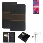 Wallet Case + headphones for Oppo A74 5G Protective Cover Brown