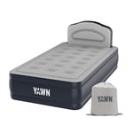 YAWN AIR Bed Deluxe - Self-Inflating Airbed with Custom Fitted Sheet Included - Great Guest Bed, Camping Mattress - Built-in Pump & Headboard - Available in UK Single, Double & King - Single Size
