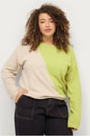 Zizzi - Tröja mSunny L/S Block Pullover - Grön