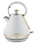 Tower Cavaletto 1.7L 3KW Pyramid Kettle White & Champagne Gold Accents T10044WHT