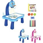 blå -Barn Intelligent Led-projektor Målning Konst Ritning Bord Skrivbordsleksak för barn Barn tidigt lärande Pedagogisk leksak
