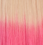 #60TLightPink Blond & Rosa - Classic Dip Dye äkta löshår remy clip-on