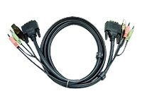 ATEN 2L-7D03U - Video- / USB / audio-kabel - USB, mini-phone stereo 3.5 mm, DVI-I (hann) til mini-phone stereo 3.5 mm, USB-type B, DVI-I (hann) - 3 m