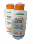 2x Garnier Ambre Solaire Kids Sensitive Sun Protection Lotion SPF50+ 200ml