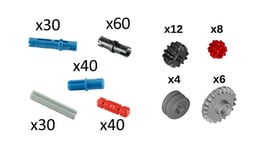 Lego Technic 220 part set - pins, axles, gears NEW GENUINE LEGO Free P&P