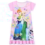 Frozen Princess Elsa Anna Tryckt T-shirt Klänning Flicknattlinne Rosa pink 130cm