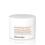 This Works Morning Expert Lot de 60 tampons multi-acides exfoliants enrichis en hamamélis, AHA et vitamine B3 - Tampons nettoyants à l'acide azélaïque pour déboucher les pores et lisser le teint