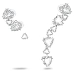 Swarovski Boucles d'oreilles manchette Millenia, trois boucles d'oreilles asymétriques, métal rhodié, cristaux blancs