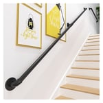 HWF Black Staircase Handrails with Fittings, Handrails for Indoor Stairs, Metal Non-Slip Grab Bar Industrial Pipe Wall Mount Banister, Round Corner Style (Color : Black, Size : 4m(13ft))