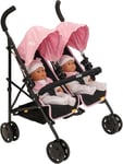 Joie Aire Twin Pushchair | Childrens Double Stroller Pram In Black & Pink | Chi