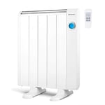 Orbegozo RRE 810 Radiateur à économie d'énergie, 5 éléments chauffants, écran numérique LCD, télécommande, programmable, 800 W, aluminium, blanc