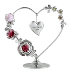 Crystocraft Love Heart Ornament With Swarovski Elements Gift Boxed Red & Pink Crystals Silver Chrome Plated Figurine For a Special Nan Valentines Day Present