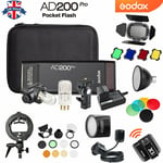 Godox AD200 Pro 200Ws 2.4G 1/8000 HSS Speedlite+AK-R1+EC200+H200R+X1 Trigger Kit