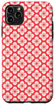 Coque pour iPhone 11 Pro Max Red Floral Flower Leaves Turkish Rounded Retro Patter