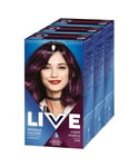 Schwarzkopf Womens 3x Live Intense Permanent Colour Hair Dye & Serum, 046 Cyber Purple - Cream - One Size