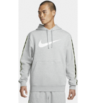 Nike Men's Pullover Fleece Hoodie Sportswear Repeat Urheilu DARK GREY HEATHER/DARK GREY HEATHER/WHITE