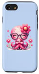 iPhone SE (2020) / 7 / 8 Blue Background, Cute Blue Octopus Daisy Flower Sunglasses Case