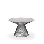 EMU - Heaven High Round Table Ø120, Frame: Black, Top: Smokey Glass - Svart - Matbord utomhus - Glas/Metall