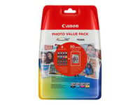 Canon CLI-526 C/M/Y/BK Photo Value Pack - Pack de 4 - 9 ml - noir, jaune, cyan, magenta - 100 x 150 mm 50 feuille(s) blister - réservoir d'encre/kit papiers - pour PIXMA iP4950, iX6550, MG5250...