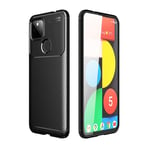 YIKLA Case for Google Pixel 5a, Soft TPU Silicon Shell Drawing Fiber Shockproof Protective Cover (with Armor Bumper) - Black