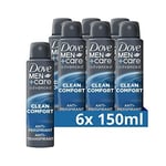 Dove Men+Care Clean Comfort Anti-perspirant Deodorant Aerosol pack of 6 deodo...