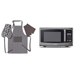 Toshiba 800 w 23 L Microwave Oven with Digital Display, Auto Defrost, One-touch Express Cook with Penguin Home Apron, Double Oven Glove and 2 Kitchen Tea Towels Set - Grey