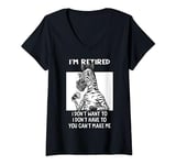 Womens I'm Retired I Don't Want To I Don't Have To Kaffee Zebra V-Neck T-Shirt