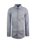Lacoste Slim Fit Mens Blue Woven Shirt Cotton - Size Medium