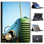 Fancy A Snuggle Vintage Old Green Tractor Faux Leather Case Cover/Folio for the New Apple iPad 9.7" (2018 Version)