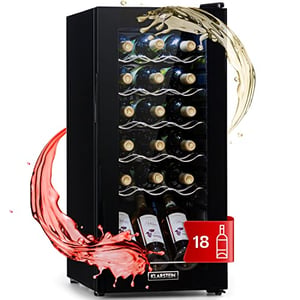 Cave à Vin 46L Fermoirper - 18 Bouteilles, écran Tactile LED, Température 8-18°C, Design Moderne Noir