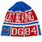 DOLCE & GABBANA DG KING Royals Logo Crown Wool Hat Beanie Red Blue White 13289