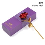 24k Gold Foil Rose Flower Handcraft Red Flower&box