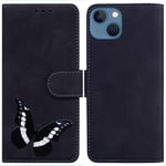 iPhone 14 Plus Skin-touch Feeling Leather Flip Telefoncover - Sort