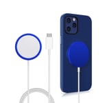 Magnetic Wireless Charger 15W PD Fast Wireless Charging Pad Compatible with iPhone Max Built-in Magnets with Type C, Compatible with Phone 12/SE/11/11 Pro/X/XS Max/8/S20/S10/S9 Note 20/10 (Blue)